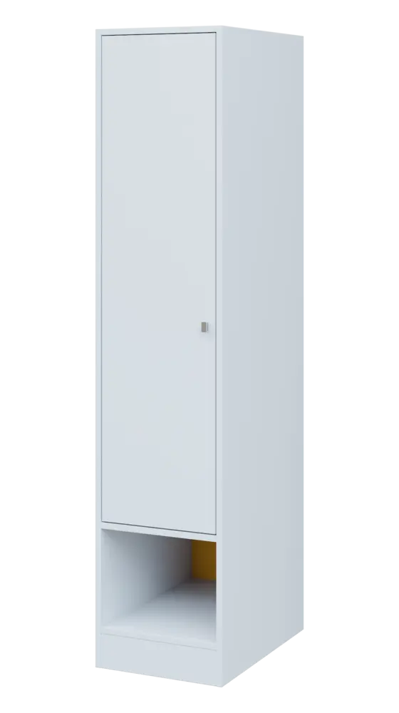 QN 5 - 4STN skříň šatní, 1-dveřová, levá, výsuvné ramínko, 1830x400x600, bílá/žlutá odio